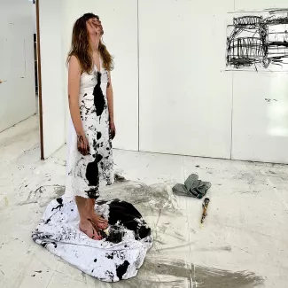 Beeld van een student tijdens een performance binnen het atelier Open Senses Lab